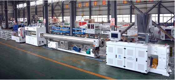 Buy High Efficient 40-250mm PVC Water Drainage Sewage Pipe Line With HYPS90/28 Parallel Twin Screw Extruder With Motor 55kw Output 500kg/h online manufacture