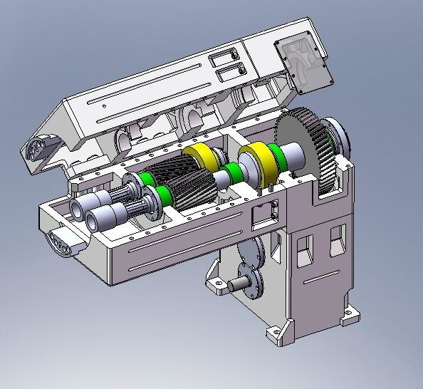 Block Type Conic Twin Screw Extruder With Vertical Type Gear Box High Torque Gear Reducer