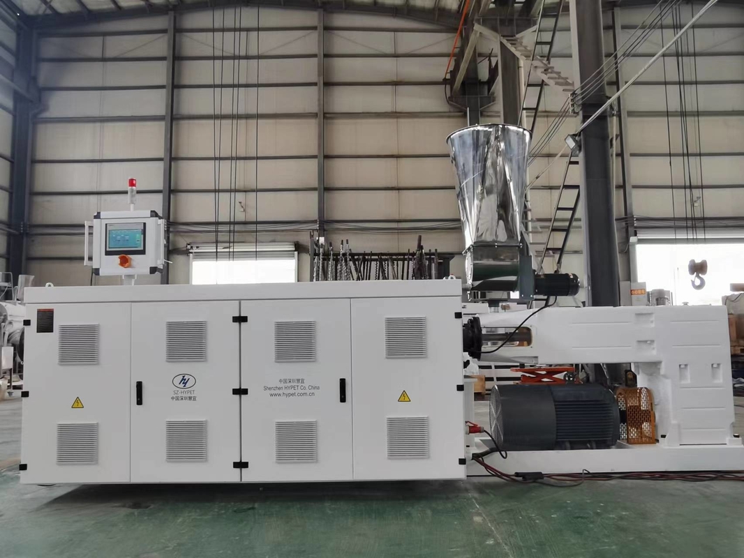 HYPS107/28 parallel double / Twin screw extruder for transparent soft PVC garden pipe production at good quality