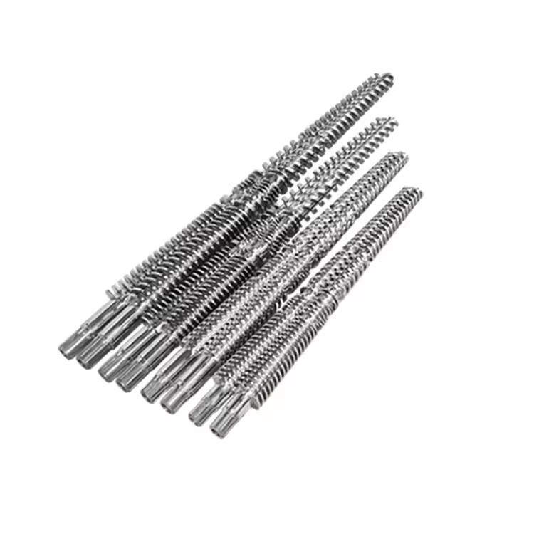Plastic Extruder Conic Twin Screw And Barrel  / Bi-metal Screw And Barrel For Double Twin Screw Extruders