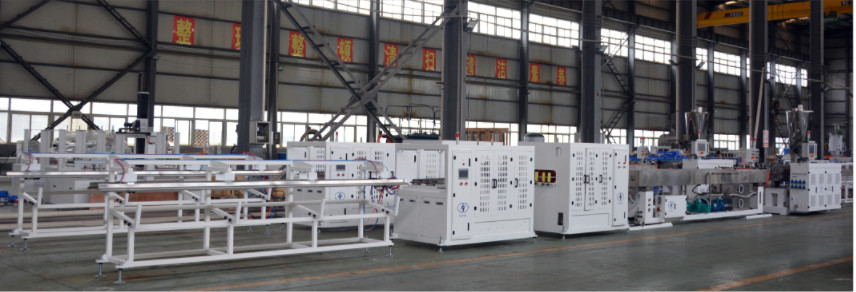 1-6 Inch PVC Pipe Production Line With HYZS65/132 Conic Twin Screw Extruder With Motor 45kw And  Output 420kg/h