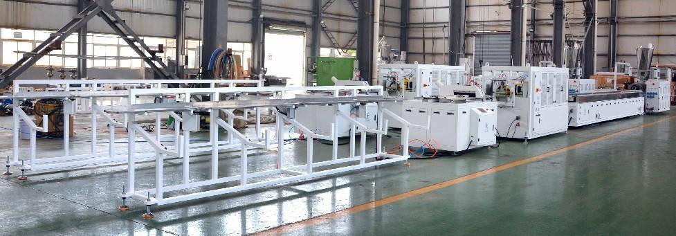 WPC Wood Plastic Profile 240mm PVC Wall Foamed Decrocation Panel Extruding Machine 55/120 PVC Twin Screw Extruder
