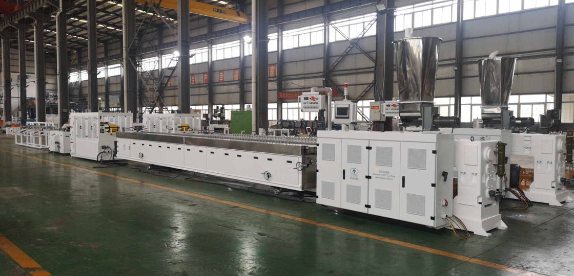 WPC Wood Plastic Profile 240mm PVC Wall Foamed Decrocation Panel Extruding Machine 55/120 PVC Twin Screw Extruder